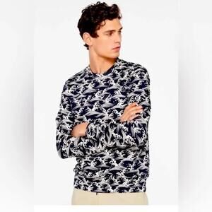 Sandro Blue & White Print Sweatshirt Small